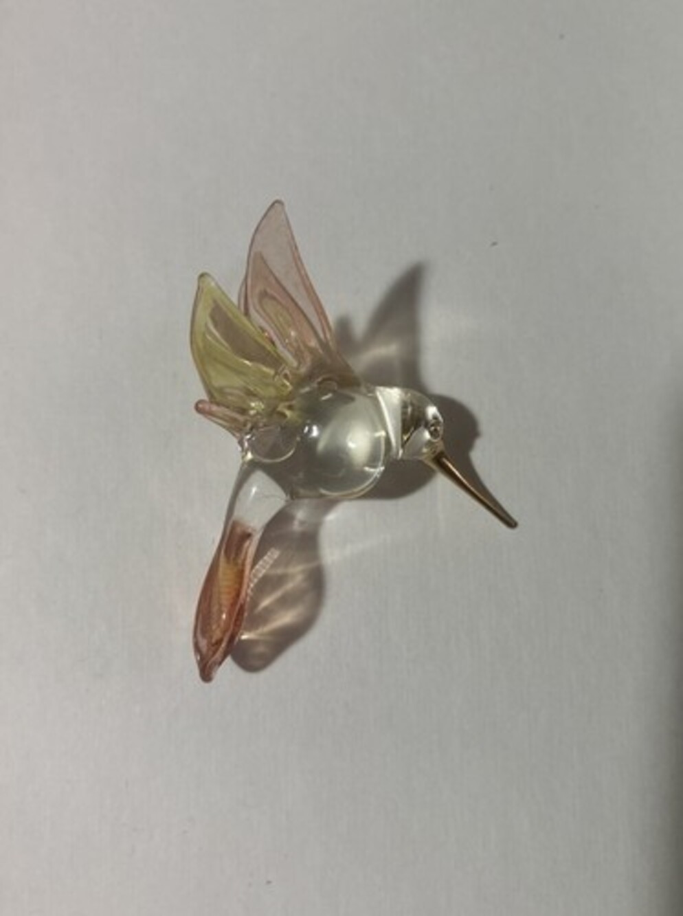 (2) Hand Blown Glass hummingbird figurine.